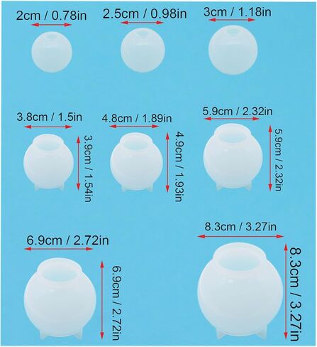 8 Pcs Sphere Resin Molds 3D Seamless Ball Shaped Silicone Molds Resin Epoxy Molds for Home Decor Flowers Preservation in Saudi Arabia