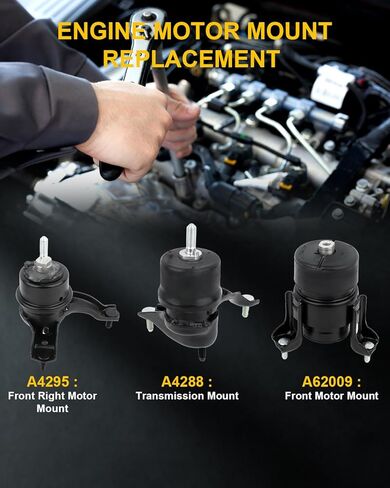 مجموعة حامل محرك المحرك وناقل الحركة من OCPTY متوافقة مع 2007-2011 لسيارة Toyota for Camry 2009-2015 لسيارة Toyota Venza 2.4L w/AUTO # A62009، A4295، A4288 3 قطع in Saudi Arabia