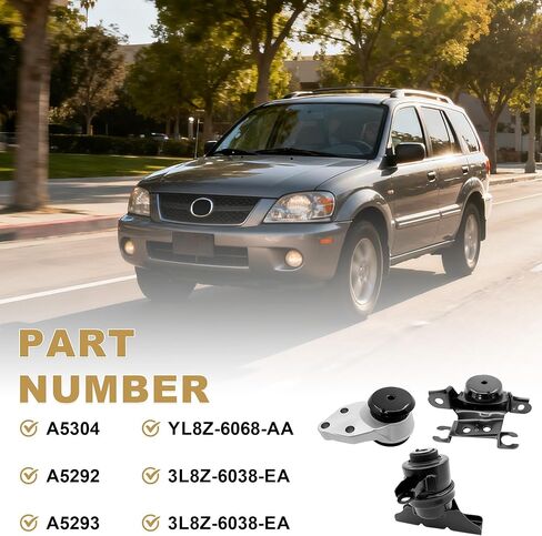 PartsFlow 3PCS Engine Motor Mount and Transmission Mount Set Compatible with Ford Escape Mazda Tribute 2001 2002 2003 2004, L4 2.0L V6 3.0L, Sport Utility, 3L8Z6038EA, 4L8Z6068EA in Saudi Arabia