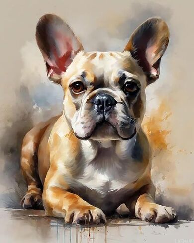 Paint by Numbers for Adult Paint by Numbers Kits French Bulldog Paint by Number for Adults DIY Oil Painting Art Decor Kits Pre Printed, 40x50cm No Frame in Saudi Arabia