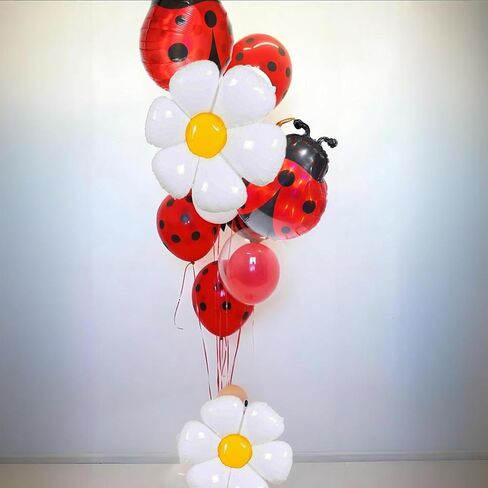 6pcs 25inch Ladybug Balloons Daisy Balloon Bug Balloons for Lady Bug Birthday Party Decorations Love Bug Baby Shower Decorations Christmas Ladybug Baby Shower Decorations Young Wild and Three Party in Saudi Arabia