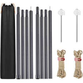 Adjustable Tarp Poles for Camping, Set of 2 Tent Poles with Pegs and Reflective Ropes, for Rain Fly, Awning, Outdoor Hiking(240cm/7.9ft) in Saudi Arabia