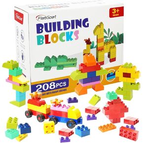 Building Blocks 208 Piece Set Compatible with All Major Brands, Classic Big Bricks for Kids Toddlers, STEM Large Building Toys with Gift Box for Boys Girls Ages 3 4 5 6 7 8+ in Saudi Arabia