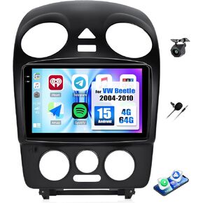 UNITOPSCI Android Car Stereo for VW Volkswagen Beetle 2004-2010 مع Apple CarPlay Android Auto، شاشة لمس 9 بوصة بلوتوث GPS للملاحة HiFi Audio WiFi FM USB SWC 2G 32G + كاميرا احتياطية in Saudi Arabia