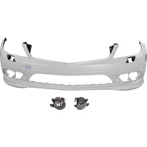 طقم غطاء ممتص الصدمات Garage-Pro متوافق مع مرسيدس بنز C230 2008-2009، C250 2010-2011، C300 2008-2011، C350 بدون حزمة تصميم AMG، بدون مصابيح تشغيل نهارية هالوجين أمامية in Saudi Arabia