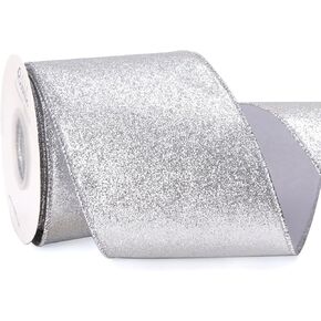 Ribbli Purple Glitter Wired Ribbon,Halloween Purple Ribbon with Metallic Edge,Christmas Ribbon for Wreath, ChritmasTree Decoration, Gift Wrapping,Home Decor, 2-1/2 Inch x 10 Yards in Kuwait