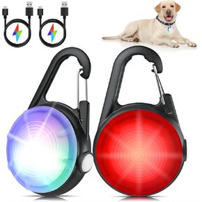 Dog Collar Light, 2 Packs 4 Modes Lights for Dog Collar, High Capacity USB Rechargeable Dog Light, IP68 Waterproof Dog Lights for Night Walking, Climbing, Running in Kuwait