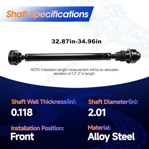 938-142 Front Drive Shaft Assembly Fit for Jeep Grand Cherokee 1999 2000 2001 [ Automatic Transmission] Complete Prop Shaft Driveshaft Replaces 52099497AC, 52099497 in Kuwait