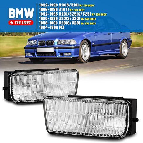 مصابيح الضباب متوافقة مع BMW 318ti 318is 318i 320i 325is 325i 323is 323i 328is 328i M3 1992-1999 مجموعة مصابيح سائق الركاب استبدال واضح in Saudi Arabia
