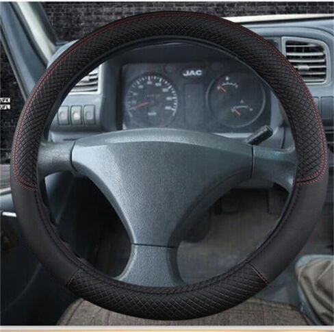 Car Semi Truck Van Leather Steering Wheel Cover Fits 14 15 16 17 18 19 Inch Maximum Grip Non Slip Durable Universal Fit for Most Vehicles (42cm/16.5in,Black) in Kuwait