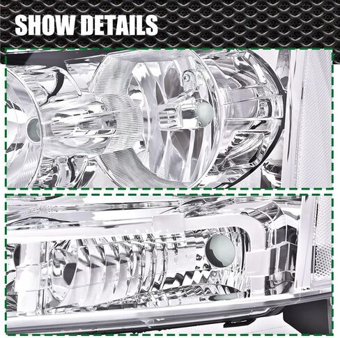 Headlights Assembly Compatible with 2007-2013 Chevy Avalanche/2007-2014 Chevy Tahoe/2007-2014 Chevy Suburban 1500/2007-2013 Chevy Suburban 2500, Clear lens Chrome Housing Clear Reflector in Saudi Arabia