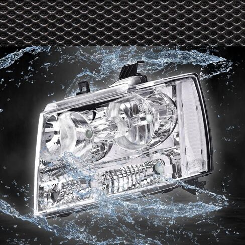 Headlights Assembly Compatible with 2007-2013 Chevy Avalanche/2007-2014 Chevy Tahoe/2007-2014 Chevy Suburban 1500/2007-2013 Chevy Suburban 2500, Clear lens Chrome Housing Clear Reflector in Saudi Arabia