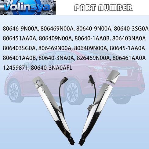 806451AA0A Exterior Chrome Door Handle Front Left & Right Side (2 PCS) for Nissan Sentra 2013-2018, Murano Maxima 2009-2014, Leaf 2011-2017, with Sensor and Smart Keyless Entry System OE 806469N00A in Saudi Arabia