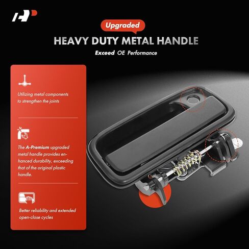 A-Premium Upgraded Metal Exterior Door Handles Compatible with Toyota Tacoma 2001 2002 2003 2004, Black, 4-PC Set, Front & Rear Driver and Passenger Side, Replace# 6923035080MT in Saudi Arabia