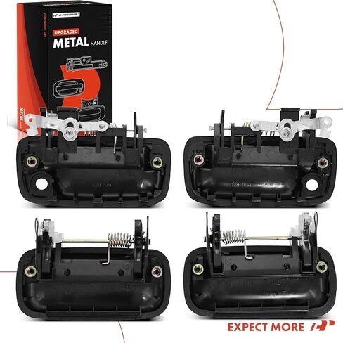 A-Premium Upgraded Metal Exterior Door Handles Compatible with Toyota Tacoma 2001 2002 2003 2004, Black, 4-PC Set, Front & Rear Driver and Passenger Side, Replace# 6923035080MT in Saudi Arabia