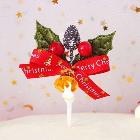 24PCS Christmas Cake Picks 3D Cake Toppers with Bow Holiday Cupcake Toppers Wreath Holly Berry for Holiday Christmas Cake Ornaments Decorations (Random Pattern) in Saudi Arabia