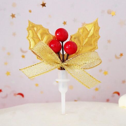 24PCS Christmas Cake Picks 3D Cake Toppers with Bow Holiday Cupcake Toppers Wreath Holly Berry for Holiday Christmas Cake Ornaments Decorations (Random Pattern) in Saudi Arabia