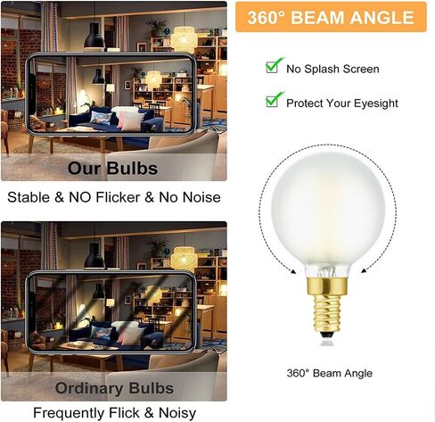 LEOOLS Dimmable G16.5 LED Bulbs,E26 Edison LED Light Bulbs,6W Equal 60 Watt Light Bulb,600lm,Amber Warm White 2700K,Globe Light Bulb for Pendant,Vintage LED Filament Edison Bulb With Decorative,6Pcs in Kuwait