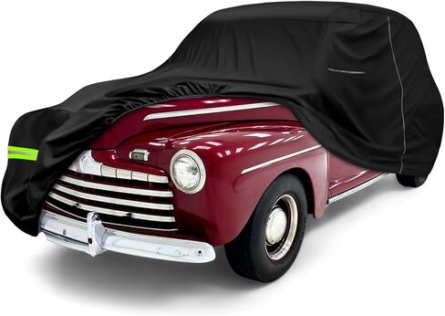 Waterproof Car Cover Compatible with 1937-1948 Ford/Chvey Deluxe Custom/Coupe/Sedan, 300D All Weather Classic Car Covers with Inner Cotton&Zipper Door for Snow Rain Protection in Saudi Arabia