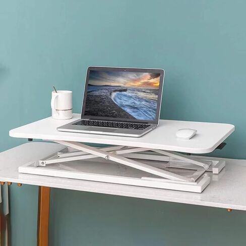 محول صغير، حامل شاشة يوضع على سطح الطاولة، مع تعديل الارتفاع الهوائي، لسطح المكتب المنزلي المكتبي، أبيض - 47.3 * 72.8 سم in Kuwait