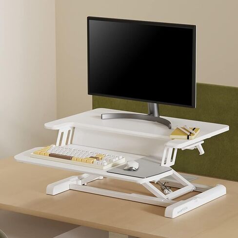 محول من طبقتين، إطار لزيادة ارتفاع الكمبيوتر، حامل مكتب للجلوس قابل للتعديل مع فتحة منظمة وحامل هاتف يناسب الشاشات المزدوجة، A-65 * 61.5 * 11-43.5 سم in Kuwait