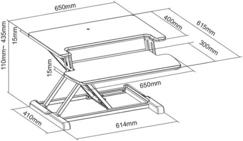محول من طبقتين، إطار لزيادة ارتفاع الكمبيوتر، حامل مكتب للجلوس قابل للتعديل مع فتحة منظمة وحامل هاتف يناسب الشاشات المزدوجة، A-65 * 61.5 * 11-43.5 سم in Kuwait