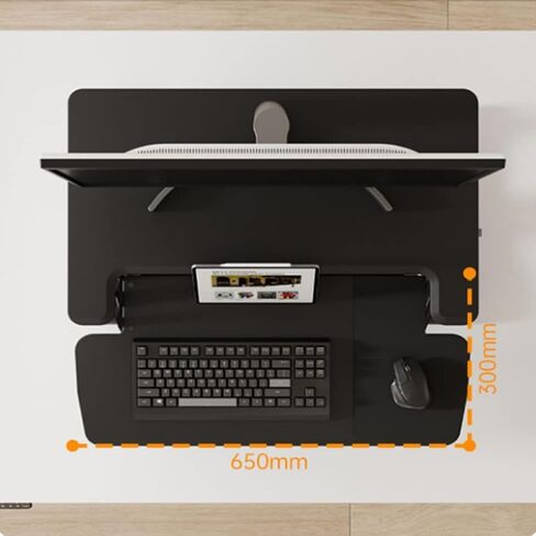 محول من طبقتين، إطار لزيادة ارتفاع الكمبيوتر، حامل مكتب للجلوس قابل للتعديل مع فتحة منظمة وحامل هاتف يناسب الشاشات المزدوجة، A-65 * 61.5 * 11-43.5 سم in Kuwait
