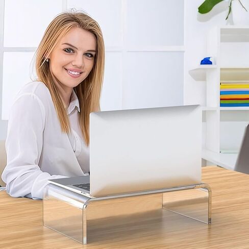 حامل شاشة أكريليك حامل شاشة شفاف للمكتب والكمبيوتر المحمول/الكمبيوتر الشخصي/حامل شاشة الوسائط المتعددة للطابعة المنزلية والمكتبية وشاشة التلفاز لتخزين لوحة المفاتيح in Saudi Arabia