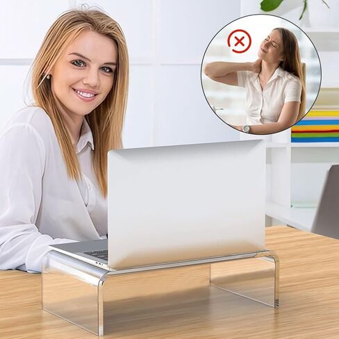 حامل شاشة أكريليك حامل شاشة شفاف للمكتب والكمبيوتر المحمول/الكمبيوتر الشخصي/حامل شاشة الوسائط المتعددة للطابعة المنزلية والمكتبية وشاشة التلفاز لتخزين لوحة المفاتيح in Saudi Arabia