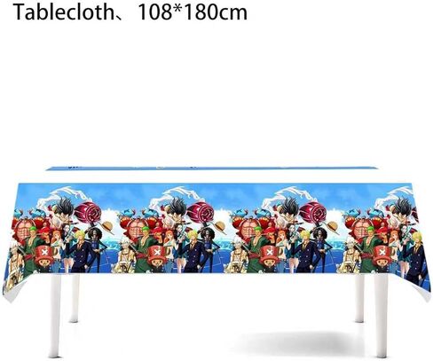 112PCS One Piece Birthday Party Supplies - 1 Banner, 20 9 - inch Plates, 20 7 - inch Plates, 20 Cups, 1 Tablecloth, 20 Napkins, 30 Spoons + Forks + Knives in Saudi Arabia