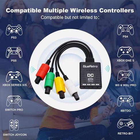 RetroScaler NGC Wireless Controller Adapter - Supports NGC Game Console, Compatible with PS3/PS4/PS5, Xbox One S, Series X/S, Switch Pro Bluetooth Controllers in Kuwait