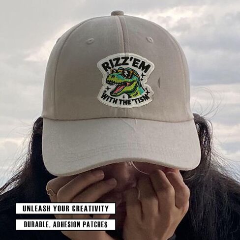 Rizz'Em مع رقعة Tism، مطرزة بالكي على شكل ديناصور مضحك للتوحد، وخياطة على رقعة الفكاهة، وإكسسوارات تزيين لطيفة لحقائب الظهر والسترات والسترات والجينز والقبعات والهدايا لها 3 بوصات in Kuwait
