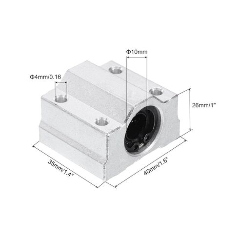 uxcell 4pcs SCS16UU Linear Motion Ball Bearing Slide Bushing Aluminum 43mm Long Linear Roller Bearing Slide Block for 16mm Round Shaft Rod in 3D Printer, CNC Machine, Silver Tone in Saudi Arabia