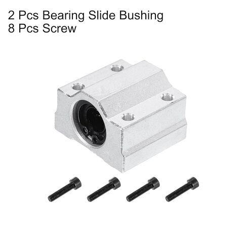 uxcell 4pcs SCS16UU Linear Motion Ball Bearing Slide Bushing Aluminum 43mm Long Linear Roller Bearing Slide Block for 16mm Round Shaft Rod in 3D Printer, CNC Machine, Silver Tone in Saudi Arabia
