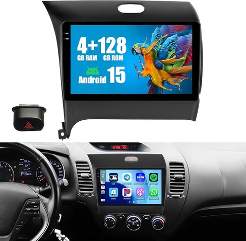 Roinvou 2+32G Android CarPlay Stereo for 2013-2018 KIA Cerato K3 Forte, 9'' Touch Screen in-Dash GPS Navigation with Built-in Wireless CarPlay Android Auto Support Mirror Link BT RDS AHD DSP in Kuwait