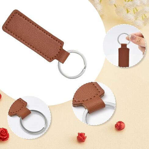SUNNYCLUE 1 Box 16 Styles Leather Keychains Blanks PU Leather Keychain Bulk Rectangular Engraving Stamping Blank Keys Colorful Fob Holder with Silver Alloy Rings for Keyring Making DIY Crafts Supplies in Saudi Arabia