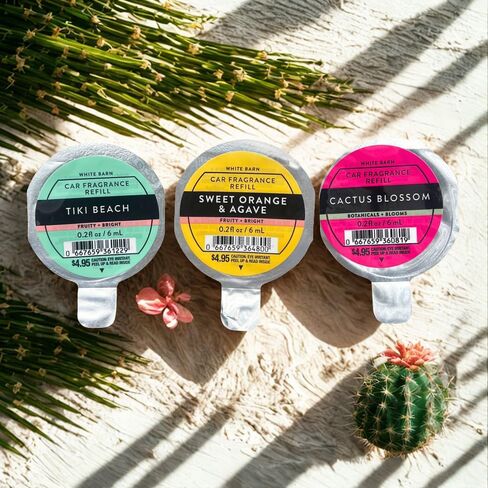 Bath & Body Works TIKI BEACH, CACTUS BLOSSOM, and SWEET ORANGE & AGAVE Car Fragrance Refill - 3pc bundle Gift Set with a Red Bow for Holidays -Tropical Summer Scents 0.2 fl oz each in Saudi Arabia