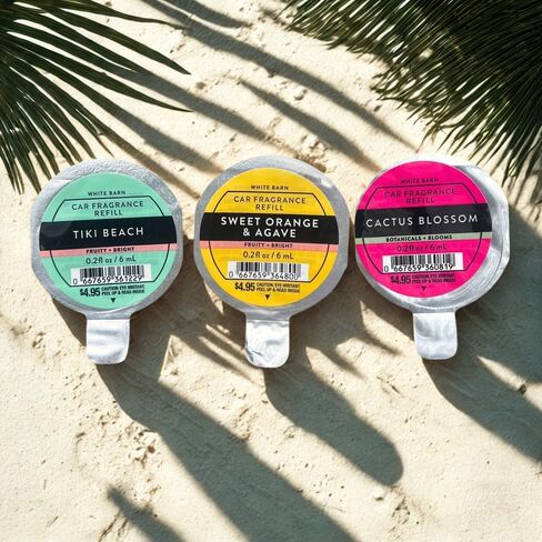 Bath & Body Works TIKI BEACH, CACTUS BLOSSOM, and SWEET ORANGE & AGAVE Car Fragrance Refill - 3pc bundle Gift Set with a Red Bow for Holidays -Tropical Summer Scents 0.2 fl oz each in Saudi Arabia