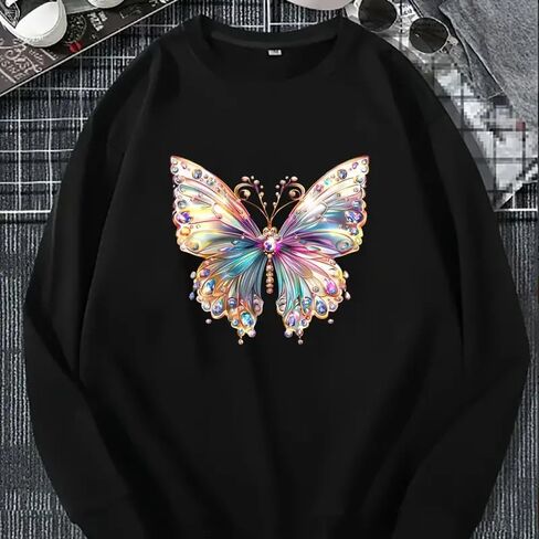 2pcs Gemstone Butterfly Iron On Transfers for T-Shirts Rub on Transfers Stickers Vinyl Ready to Press Stickers Iron on Decals for T-Shirts Clothing Hoodie DIY Crafts in Saudi Arabia