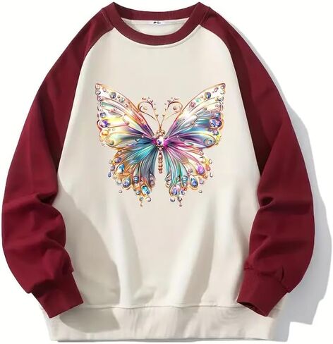 2pcs Gemstone Butterfly Iron On Transfers for T-Shirts Rub on Transfers Stickers Vinyl Ready to Press Stickers Iron on Decals for T-Shirts Clothing Hoodie DIY Crafts in Saudi Arabia