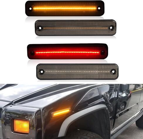 ECOTRIC LED Side Marker Light Compatible with 2003-2009 Hummer H2 Front Rear Fender Lamp Turn Signal Lights Lamps Left Right 4Pcs Replacement for 25952319 in Saudi Arabia