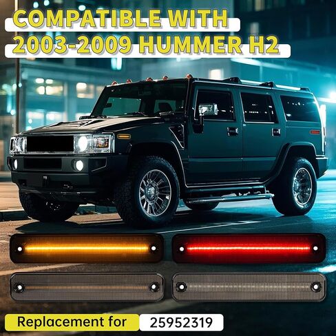 ECOTRIC LED Side Marker Light Compatible with 2003-2009 Hummer H2 Front Rear Fender Lamp Turn Signal Lights Lamps Left Right 4Pcs Replacement for 25952319 in Saudi Arabia