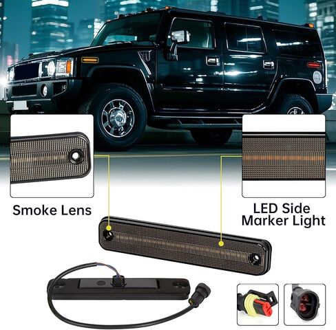 ECOTRIC LED Side Marker Light Compatible with 2003-2009 Hummer H2 Front Rear Fender Lamp Turn Signal Lights Lamps Left Right 4Pcs Replacement for 25952319 in Saudi Arabia