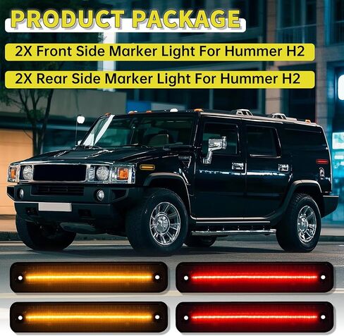 ECOTRIC LED Side Marker Light Compatible with 2003-2009 Hummer H2 Front Rear Fender Lamp Turn Signal Lights Lamps Left Right 4Pcs Replacement for 25952319 in Saudi Arabia
