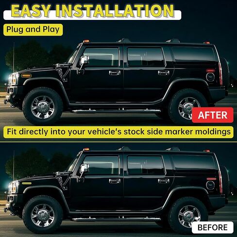 ECOTRIC LED Side Marker Light Compatible with 2003-2009 Hummer H2 Front Rear Fender Lamp Turn Signal Lights Lamps Left Right 4Pcs Replacement for 25952319 in Saudi Arabia