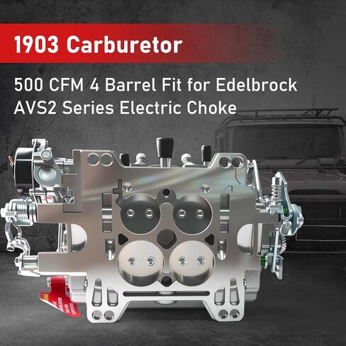 1903 Carburetor 500 CFM 4 Barrel Fit for Edelbrock AVS2 Series Electric Choke, Aluminum Square Flange Dual Quad Annular Boosters in Saudi Arabia