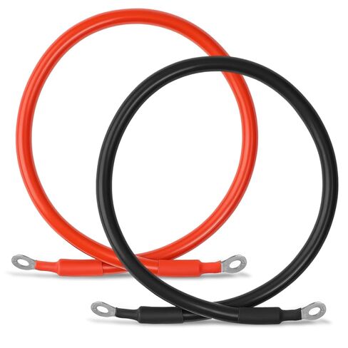 كابل بطارية ZLPOWER 6 قياس، 1FT أحمر + 1FT أسود 6 AWG كابل لحام سلك نحاسي نقي مع عروات 5/16 للسيارات والبطارية والطاقة الشمسية والمولدات، سلك قياسي UL1015 in Kuwait