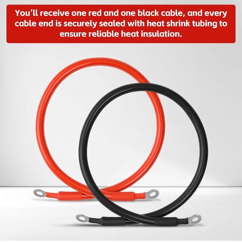 كابل بطارية ZLPOWER 6 قياس، 1FT أحمر + 1FT أسود 6 AWG كابل لحام سلك نحاسي نقي مع عروات 5/16 للسيارات والبطارية والطاقة الشمسية والمولدات، سلك قياسي UL1015 in Kuwait