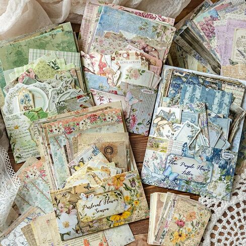 400 Sheets Floral Scrapbook Paper, 4 Packs Junk Journal Scrapbooking Supplies for Journaling, Scrapbooking Embellishments, Planner, Card Making, Collage in Saudi Arabia