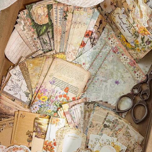 400 Sheets Floral Scrapbook Paper, 4 Packs Junk Journal Scrapbooking Supplies for Journaling, Scrapbooking Embellishments, Planner, Card Making, Collage in Saudi Arabia